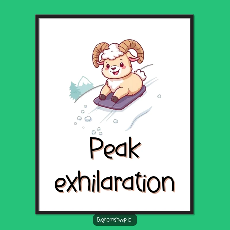 Funny Giggling Bighorn Sheep Digital Art - Hilarious Snowy Adventure Wall Decor Gift