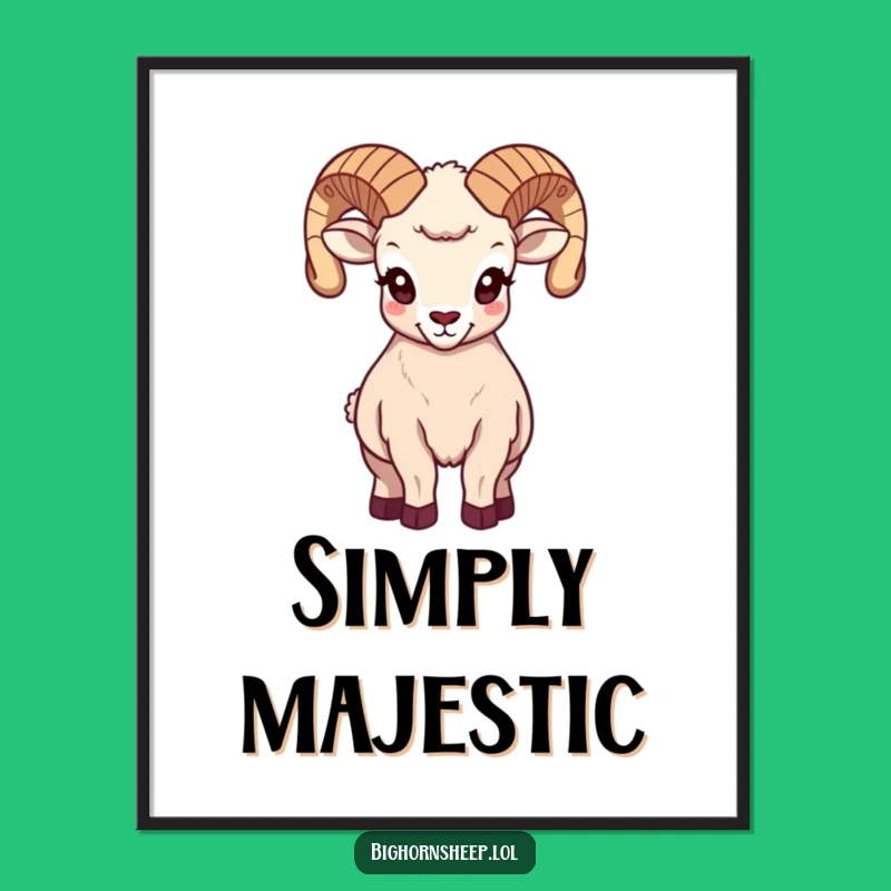 Funny Majestic Bighorn Sheep Digital Art, Regal Hilarious Gift for Wall Decor