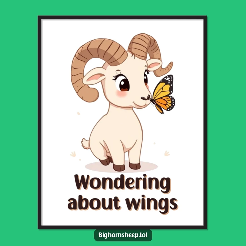 Funny Quizzical Bighorn Sheep Digital Art - Instant Curious Wall Decor!
