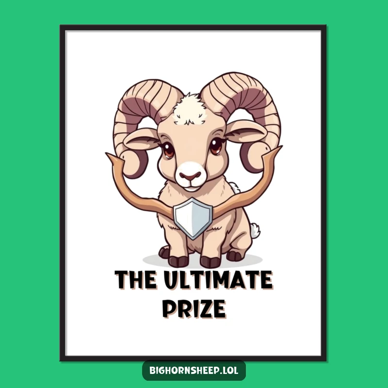 Funny Trophy Bighorn Sheep Digital Art: Bring Victorious Humor to Your Space!