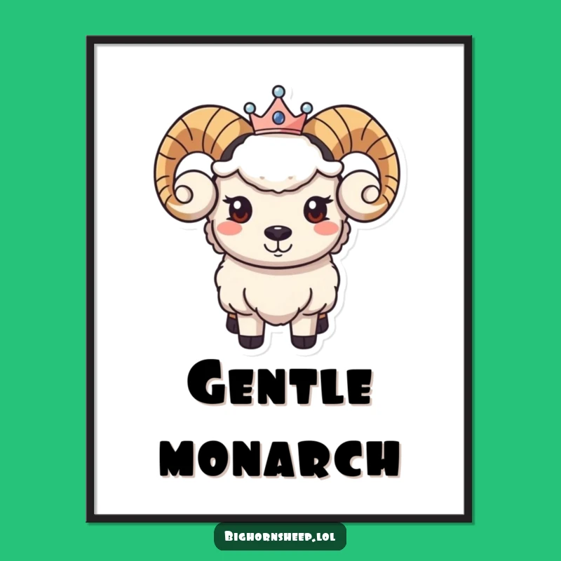 Funny Regal Bighorn Sheep Digital Art - Gentle Smile Crown