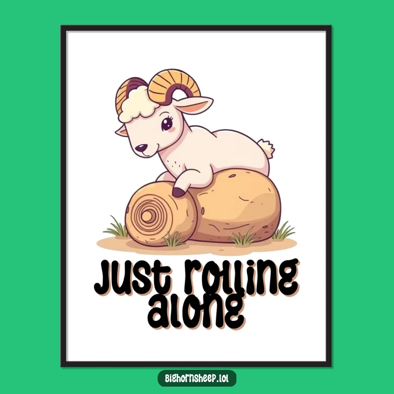 Funny Tumbleweed Nudge Bighorn Sheep Digital Art - Instant Download for Desert Charm