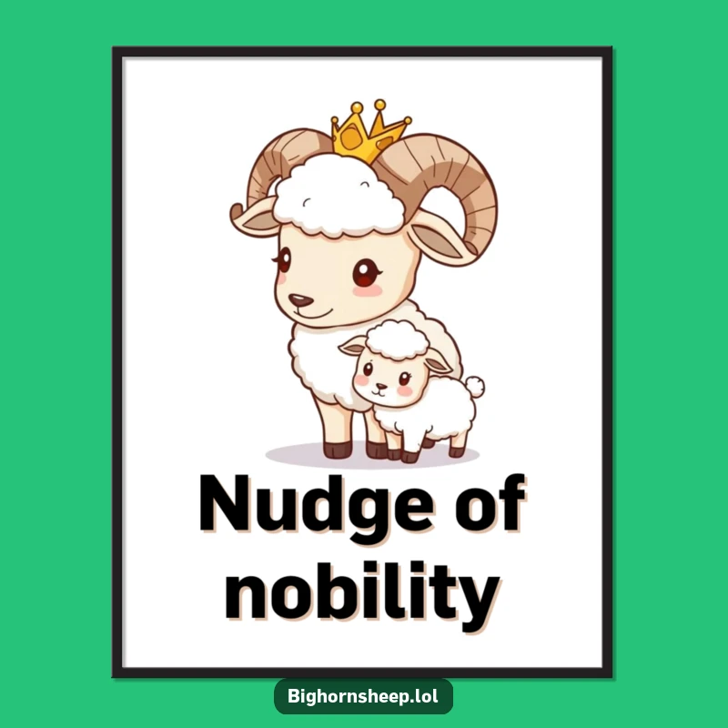 Funny Bighorn Sheep King Digital Art: Instant Regal Charm