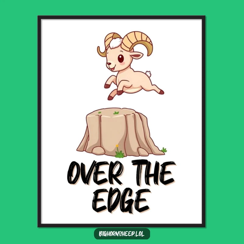 Funny Bighorn Sheep Leaping Canyon Digital Art Print an Exciting Gift