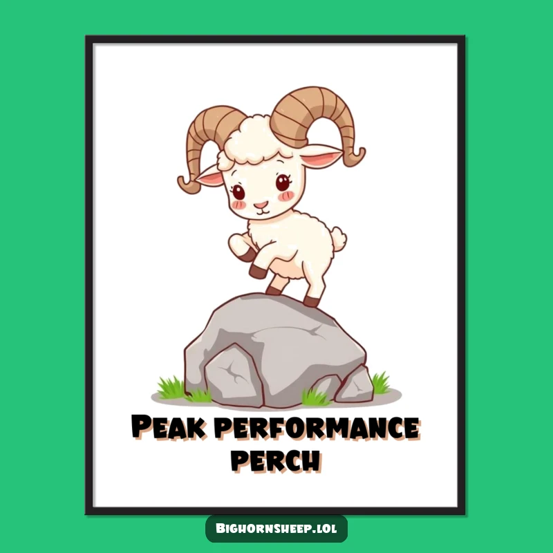 Funny Bighorn Sheep Digital Art: Playful Printable Wall Decor Gift