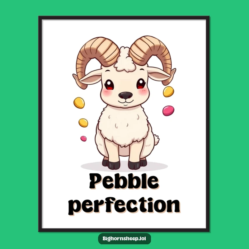 Funny Bighorn Sheep Juggling Pebbles Digital Art, Instant Humor, Perfect Funny Gift