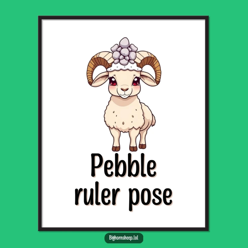 Funny Bighorn Sheep Pebble Crown Digital Art: Instant Pride for Your Walls!