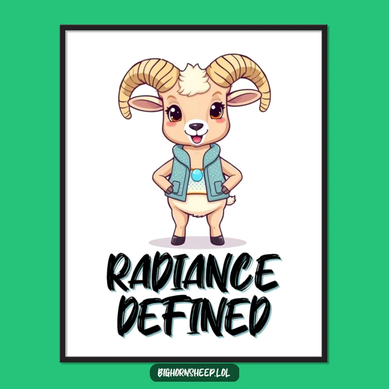 Funny Bighorn Sheep Sparkly Vest Digital Art: Instant Humor and Sparkle for Your Space!