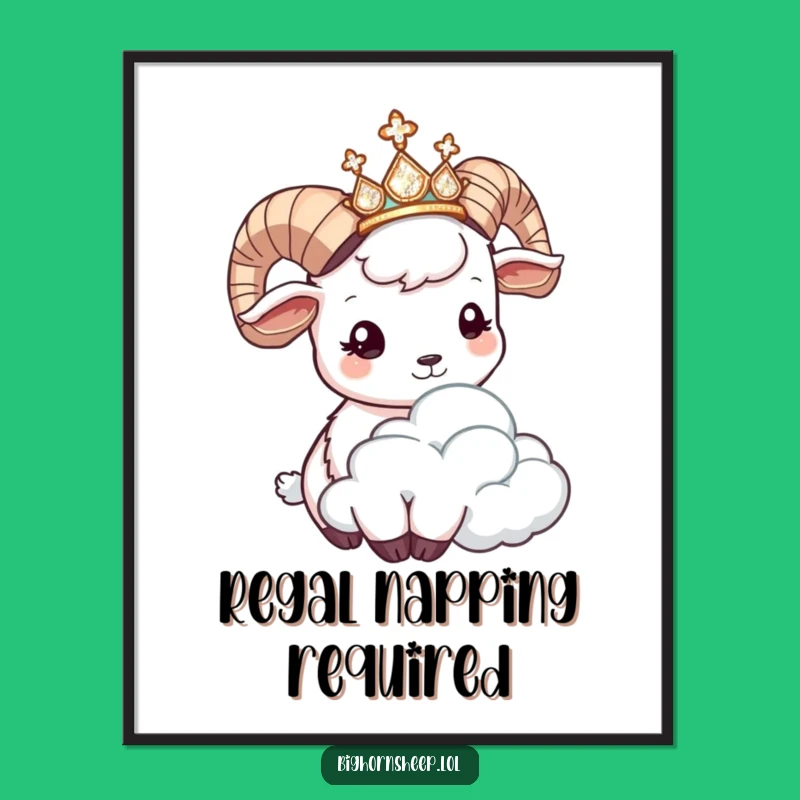 Funny Bighorn Sheep Tiara Digital Art: Instant Royal Laughs for Your Walls