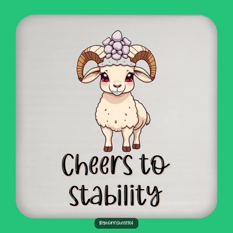 Funny Bighorn Sheep Pebble Crown Coaster: Protect Surfaces with Pride!