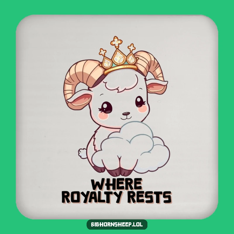 Funny Bighorn Sheep Tiara Coaster: Protect Surfaces with Royal Comedy