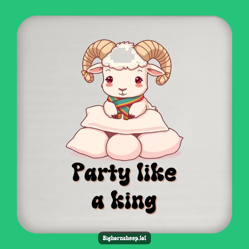 Funny Regal Bighorn Sheep Pillow Butterer Coaster - Royal Drink Protection