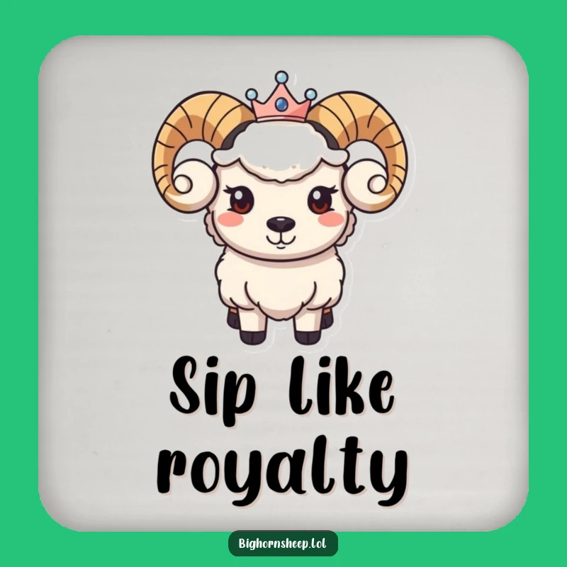 Funny Regal Bighorn Sheep Coaster - Gentle Smile Crown