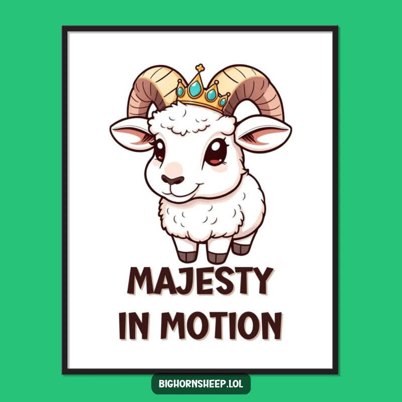 Funny Bighorn Sheep Crown Slide Poster - Hilarious Mountain Art Print