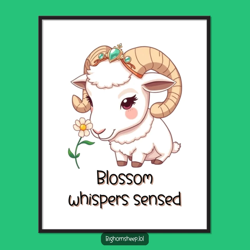 Funny Bighorn Sheep Headband Poster: Charming Art for Nature's Smiles
