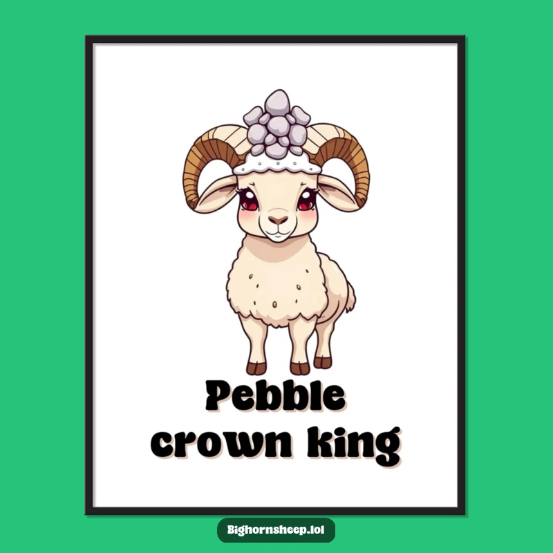 Funny Bighorn Sheep Pebble Crown Poster: Inspire with Pride and Humor!