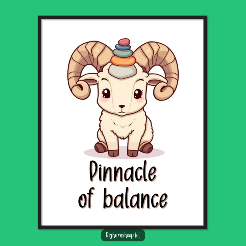 Funny Bighorn Sheep Pebble Poster: Hilarious Art for Balanced Living