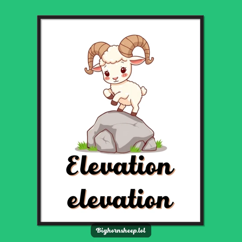 Funny Bighorn Sheep Poster: Adorable Playful Rock Hopper Wall Art Gift