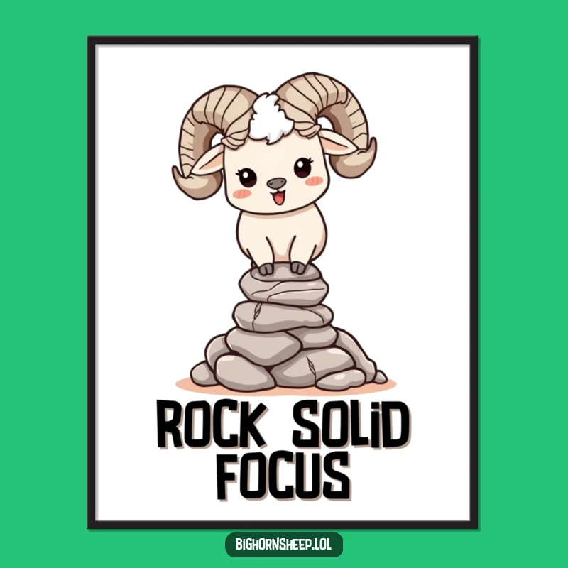 Funny Bighorn Sheep Rock Stacking Poster - Happy Character Art Print Gift