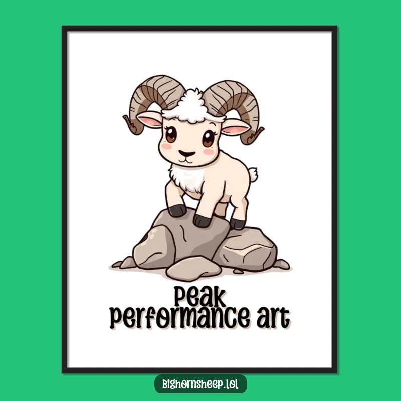 Funny Determined Bighorn Sheep Balancing Rocks Poster - Motivational Wall Art