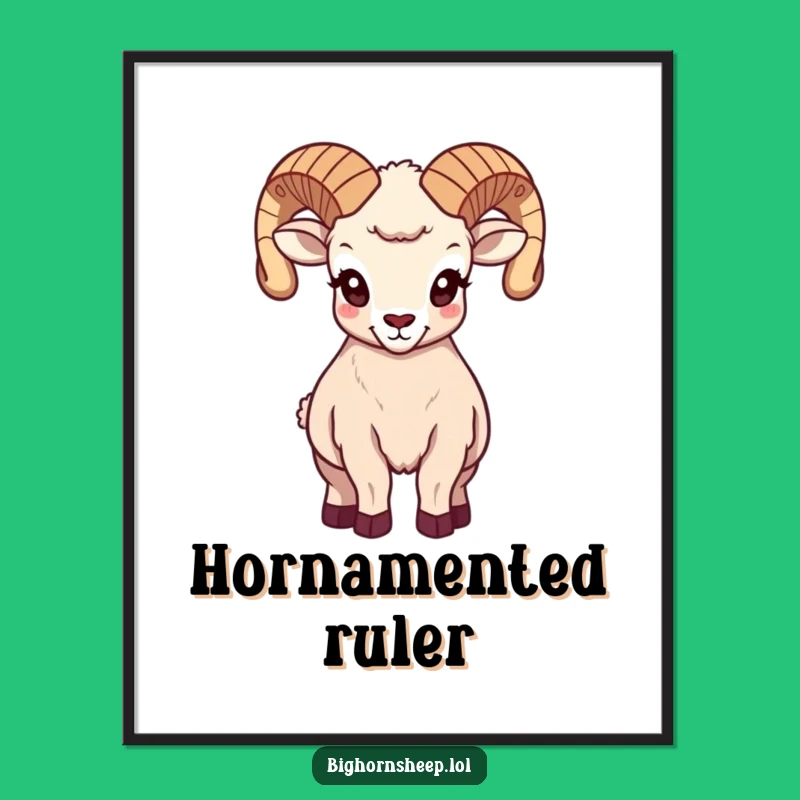 Funny Majestic Bighorn Sheep Poster, Elegant Hilarious Wall Art Gift
