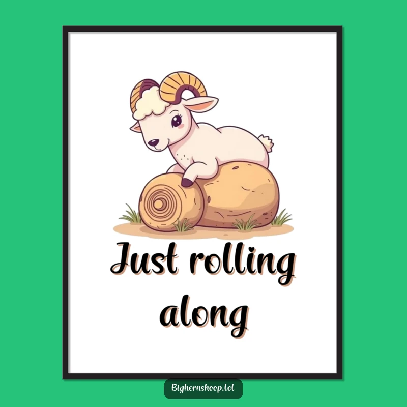 Funny Tumbleweed Nudge Bighorn Sheep Poster - Whimsical Wall Art & Hilarious Gift