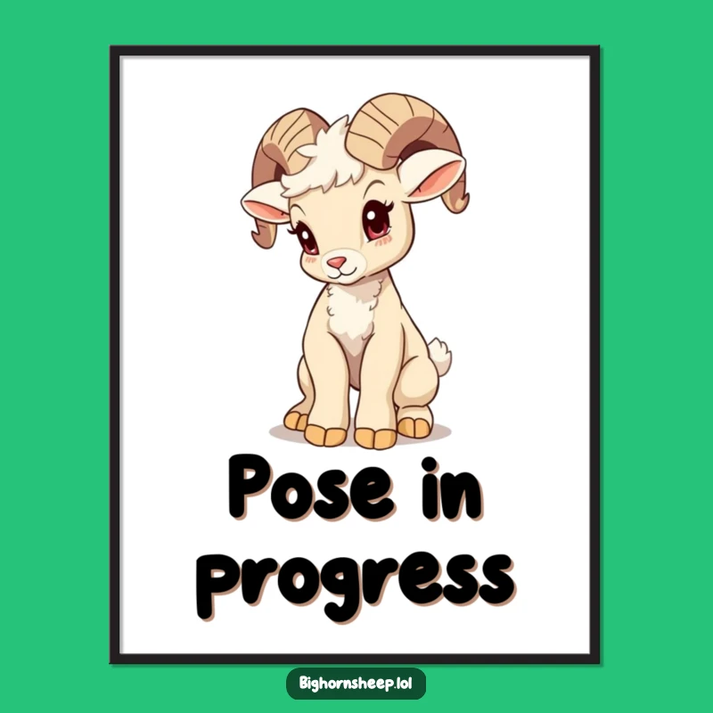 Funny Wobbly Bighorn Sheep Cub Poster - Artful & Hilarious Determination!