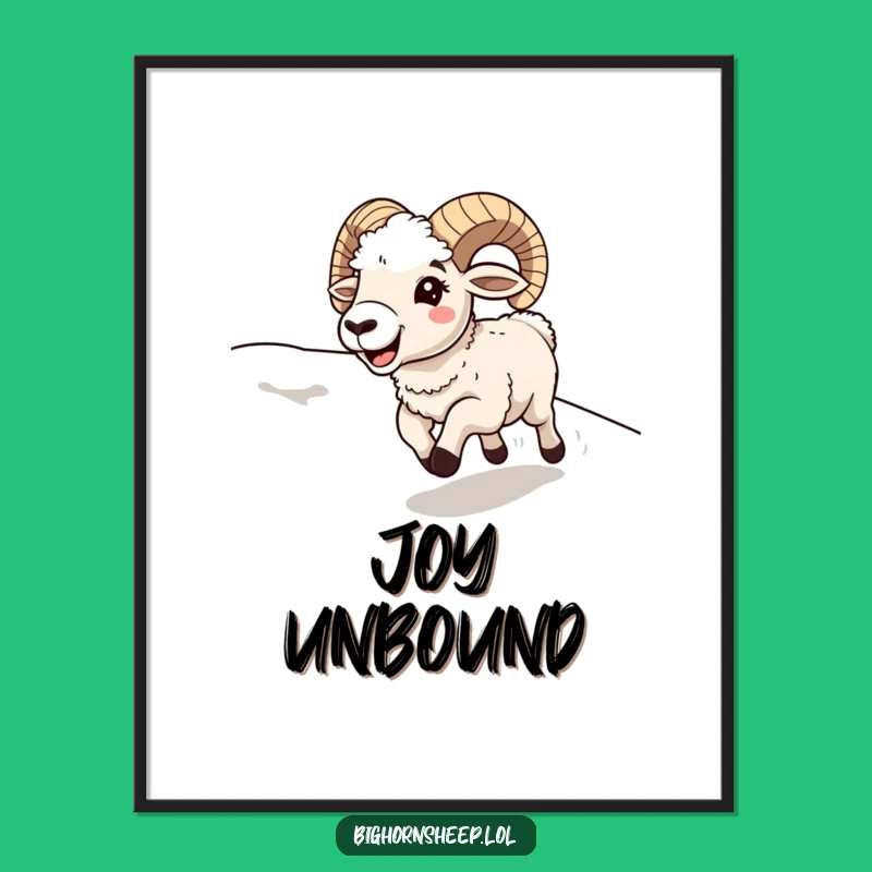 Funny Bighorn Sheep Downhill Poster: Hilarious Art for Energetic Spaces