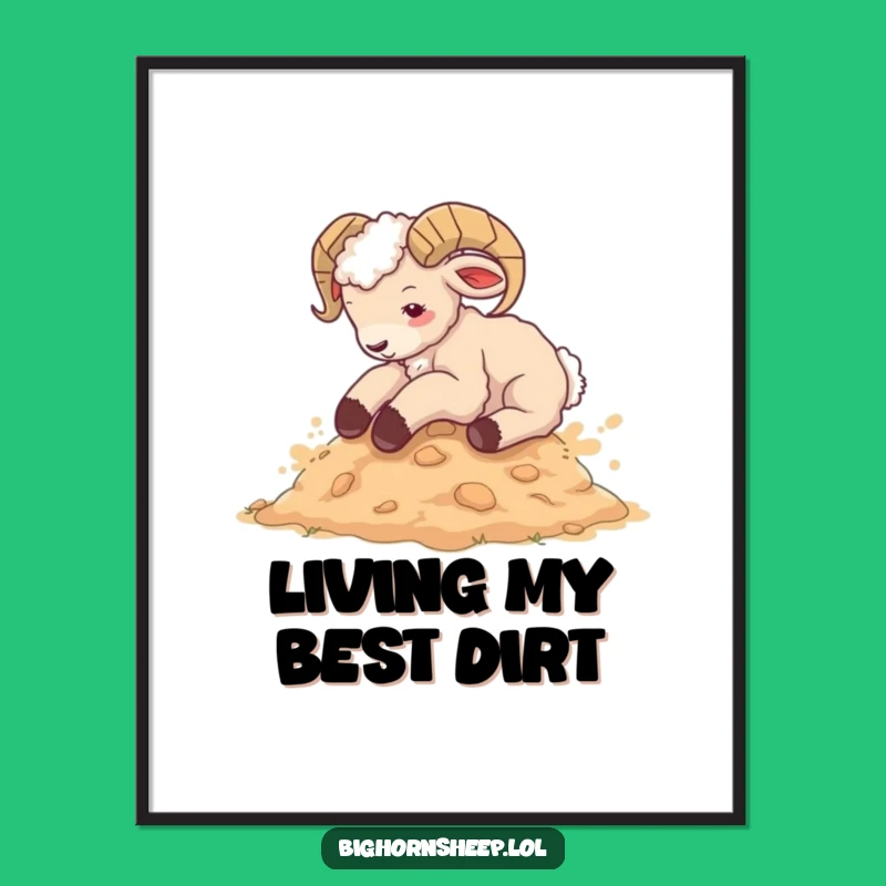 Funny Bighorn Sheep Cub Rolling Poster - Hilarious Animal Art Print!