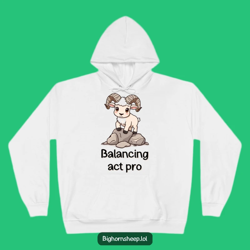Funny Determined Bighorn Sheep Balancing Rocks Hoodie - Cozy Focus Wear
