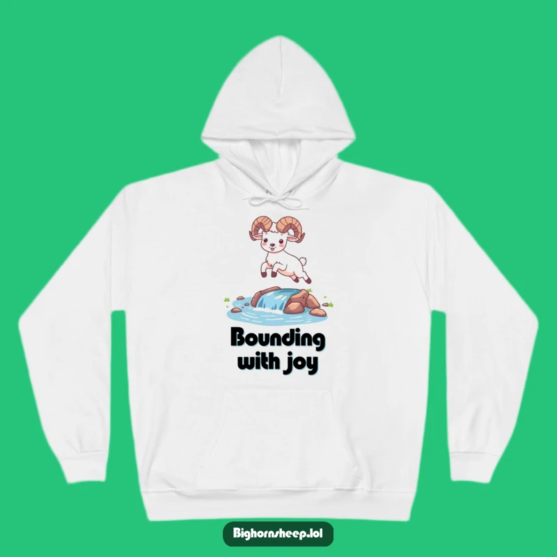 Funny Happy Bighorn Sheep Leaping Hoodie - Cozy & Cheerful Desert Wear