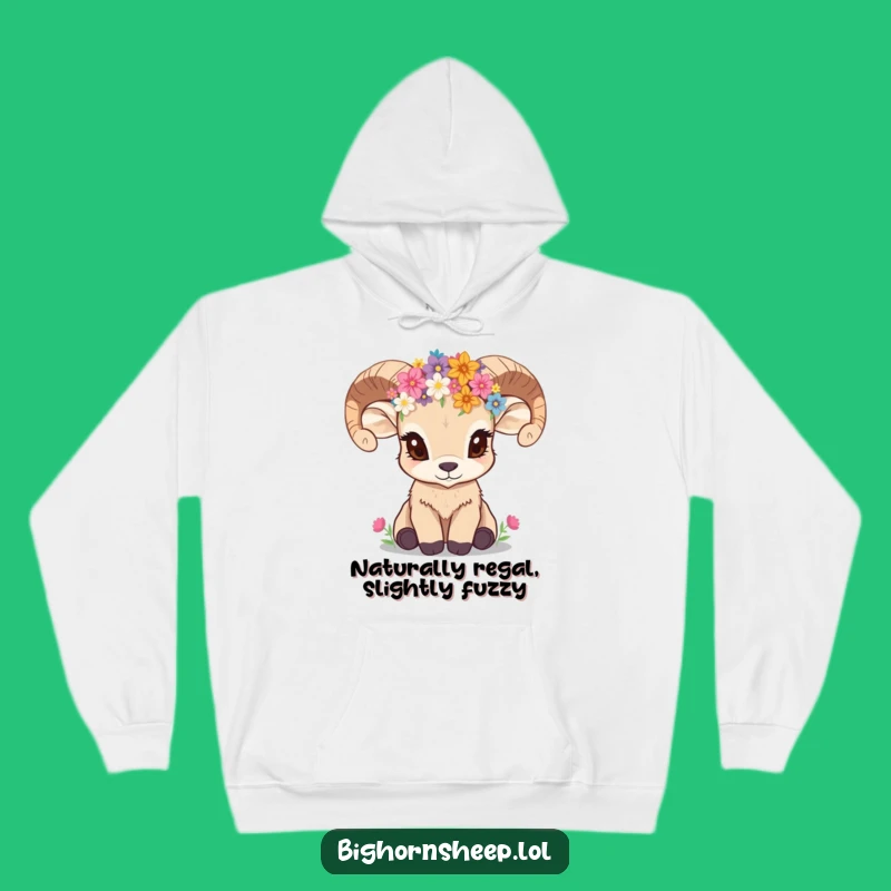 Cozy Funny Bighorn Sheep Cub Wildflower Crown Hoodie a Warm Gift