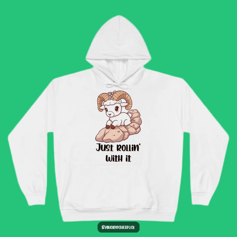 Funny Bighorn Sheep Pebble Crown Hoodie - Cozy Rocky Descent Sweatshirt Gift