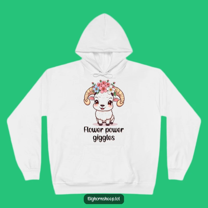 Funny Giggling Sheep Hoodie: Cozy & Floral Crowned Sweatshirt Gift