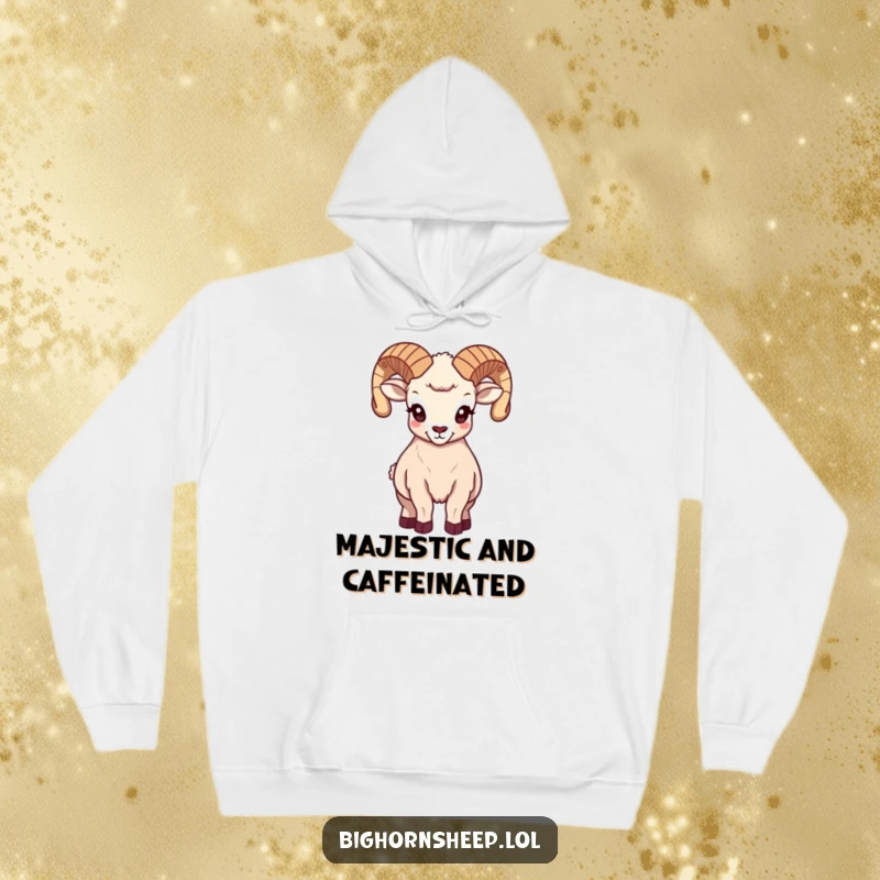 Funny majestic bighorn sheep hoodie, depicting the sheep with its impressive horns raised, symbolizing strength and natural beauty.