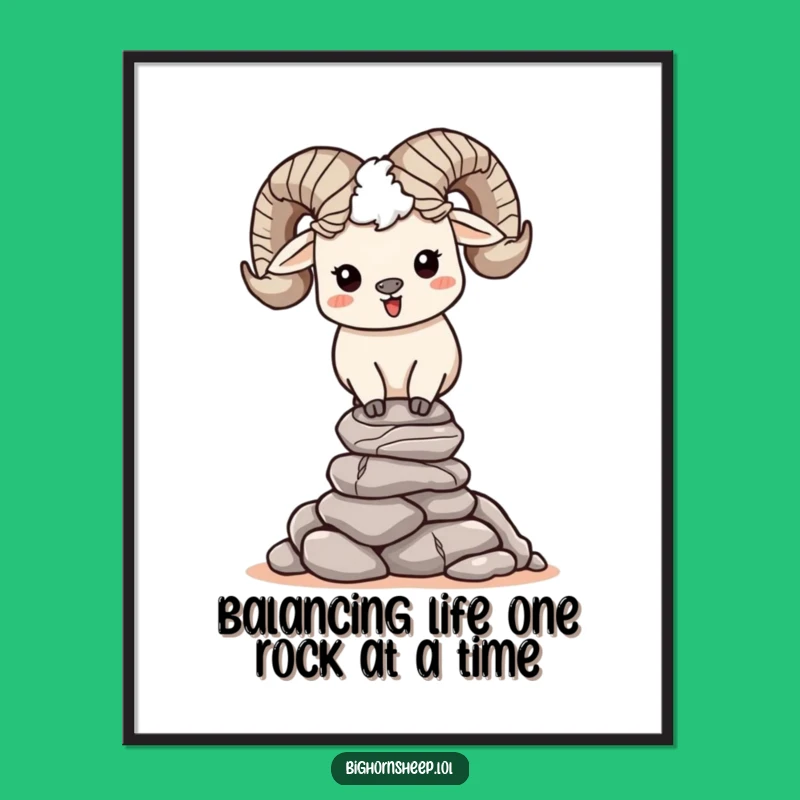 Free Printable Bighorn Sheep Wall Art: Funny Balancing Act Downloadable Decor