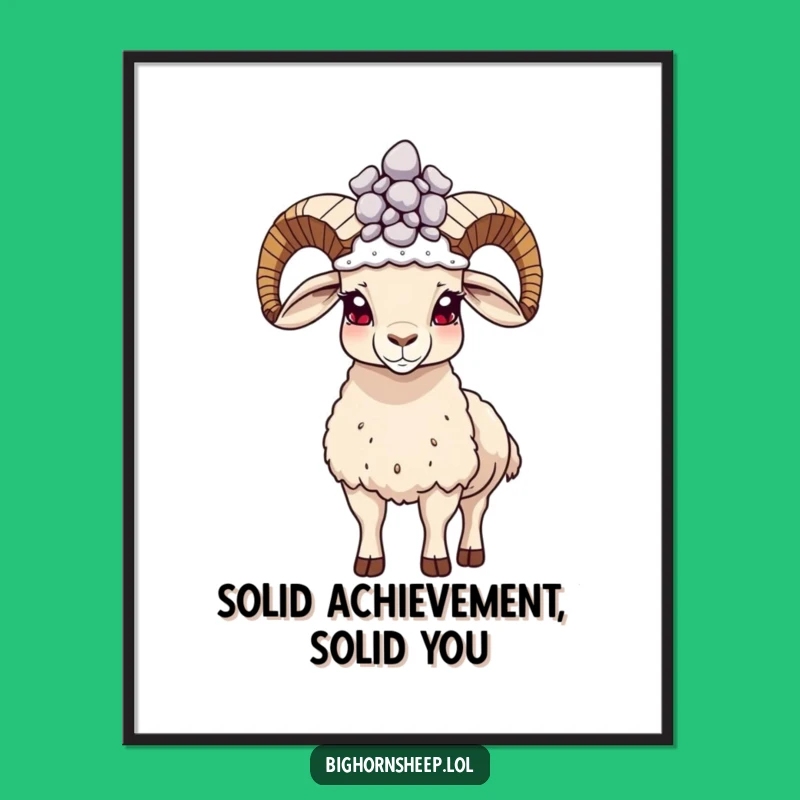 Funny Free Printable Wall Art: Pebble Crown Bighorn Sheep Downloadable Decor