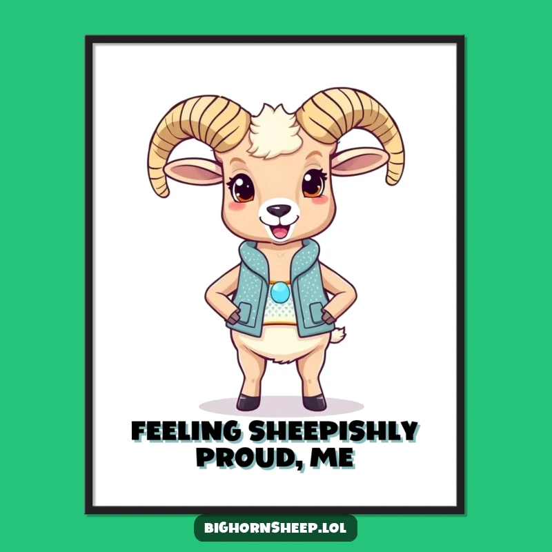 Funny Free Printable Wall Art: Sparkly Vest Bighorn Sheep Downloadable Decor