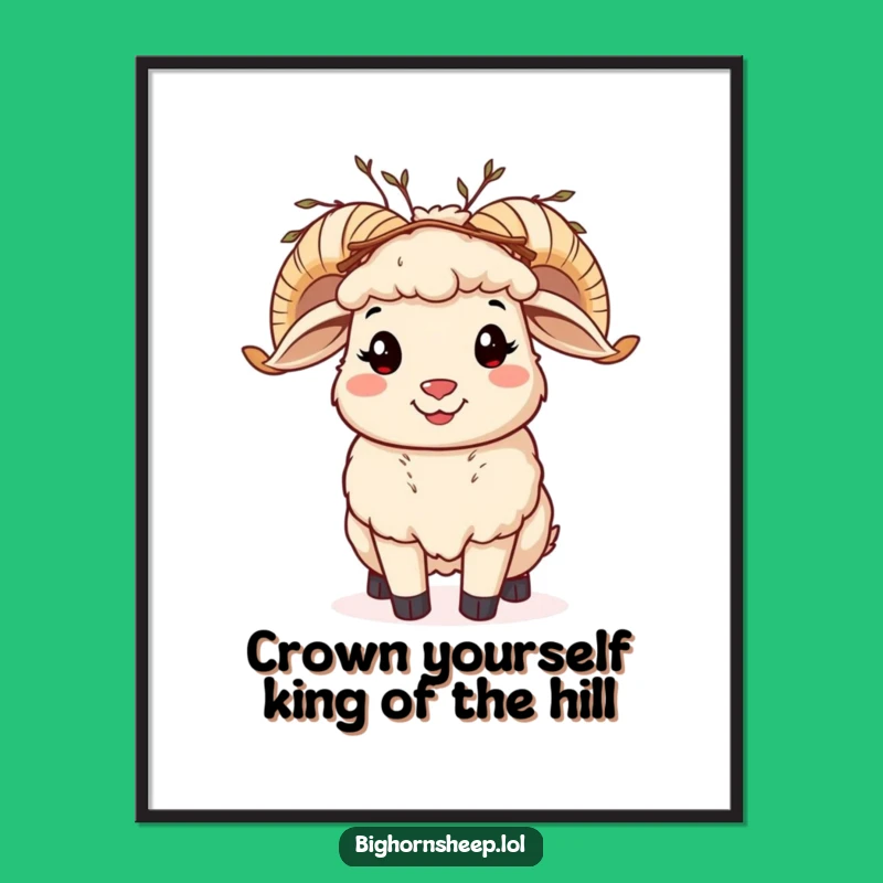 Funny Free Printable Wall Art: Twig Crown Bighorn Sheep Downloadable Decor