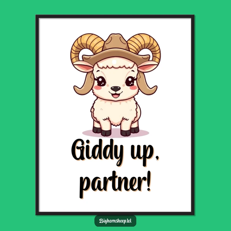 Funny Free Printable Wall Art: Cowboy Bighorn Sheep - Quirky Downloadable Decor