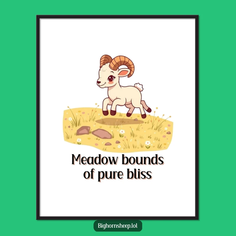 Funny Free Printable Wall Art: Energetic Bighorn Sheep Cub Leap