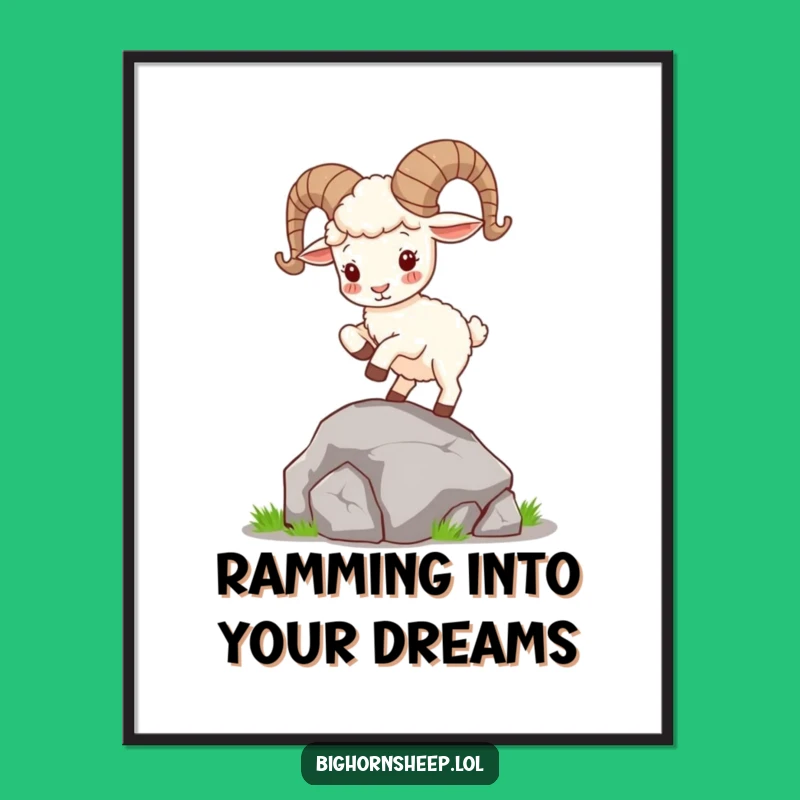Free Printable Funny Bighorn Sheep Art: Playful Rock Hopper Wall Decor, DIY Download