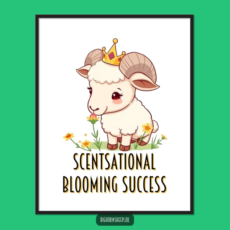 Free Printable Funny Bighorn Sheep Art: Crowned Explorer Wall Decor, DIY Download