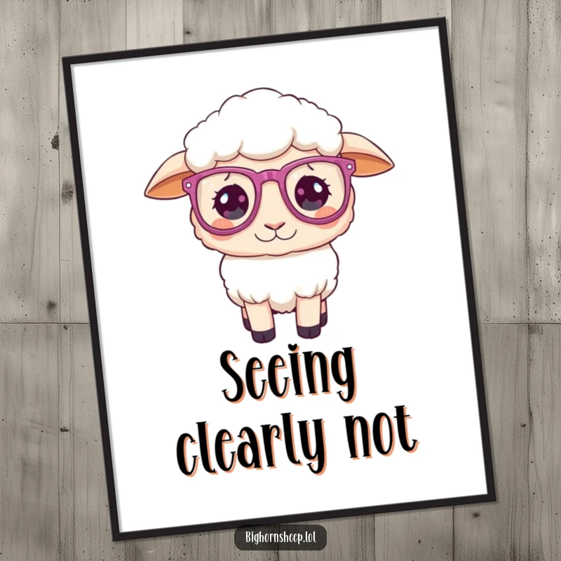 Funny Free Printable Wall Art: Bighorn sheep wearing oversized sparkly glasses, looking hilariously confused and charming.