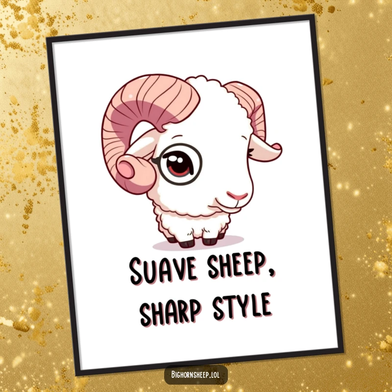 Funny Free Printable Wall Art: A bighorn sheep with a monocle winks, exuding an air of distinguished humor.