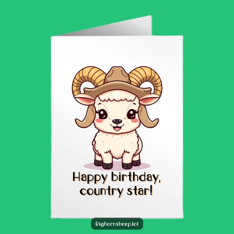 Free Printable Bday Card: Cowboy Bighorn Sheep - Funny Downloadable Gift