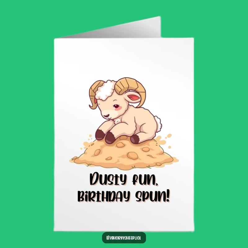 Free Printable Birthday Card: Funny Bighorn Sheep Cub Rolling Delight Gift