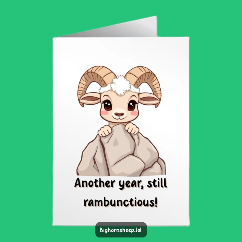 Free Printable Birthday Card: Funny Sheep Mountain View Downloadable