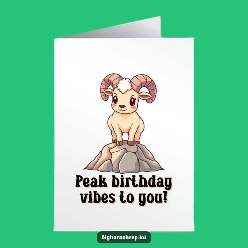 Free Printable Birthday Card: Proud Bighorn Sheep - Funny Downloadable Peak Performance Gift