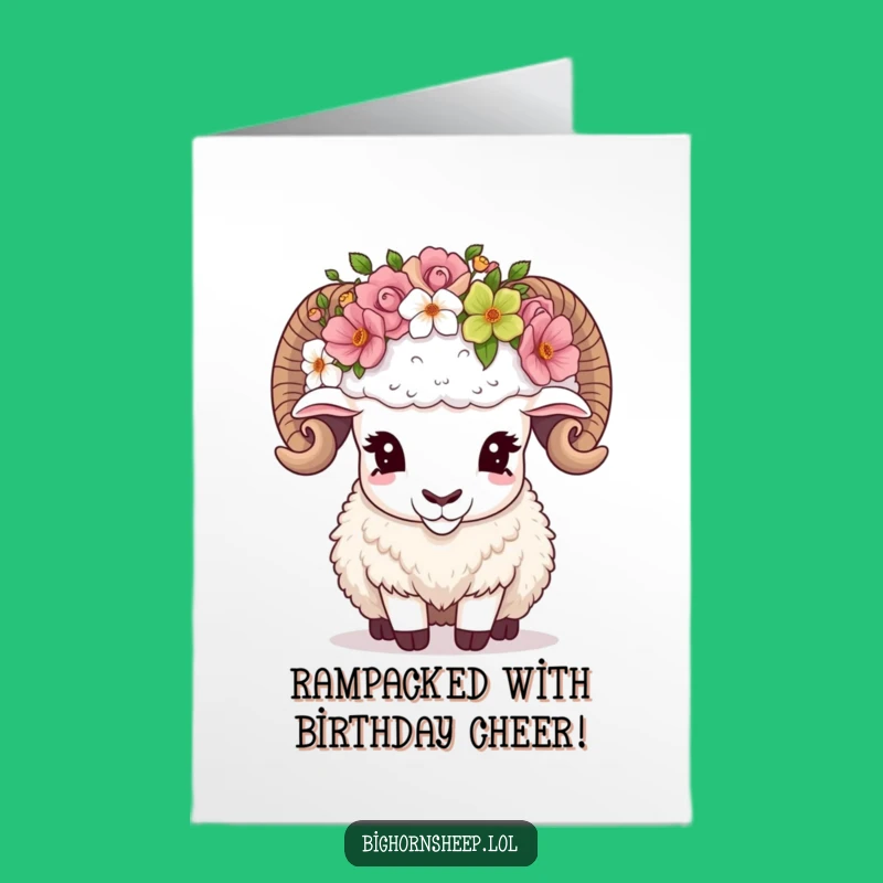 Free Printable Funny Birthday Card: Bighorn Sheep Crown Downloadable Humor